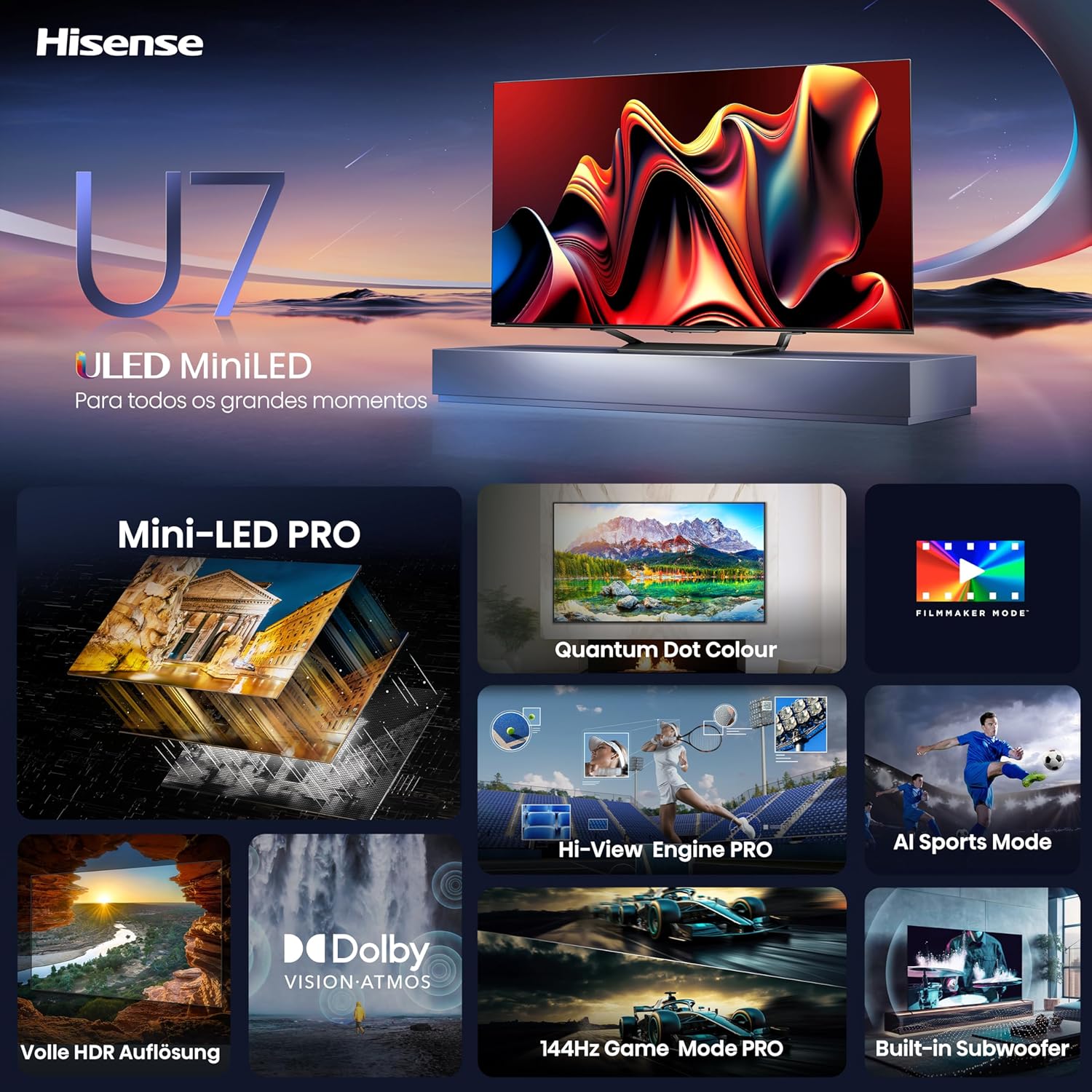Hisense 75U7NQ 75'' 4K Smart QLED MINI LED 120hz TV