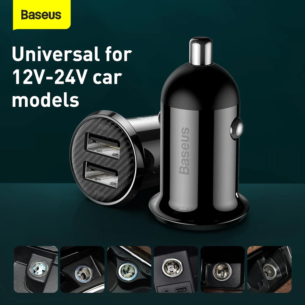 Baseus GRAIN Pro Car Charger 4.8A Black