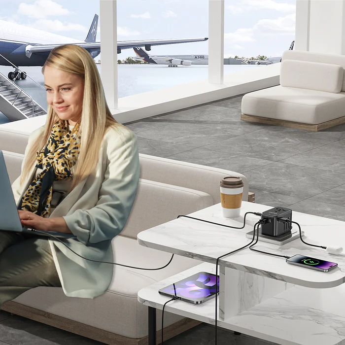 Unitek World Travel Adapter & 100W Charger EU/UK/US 4xUSBC+1xUSBA P1123A