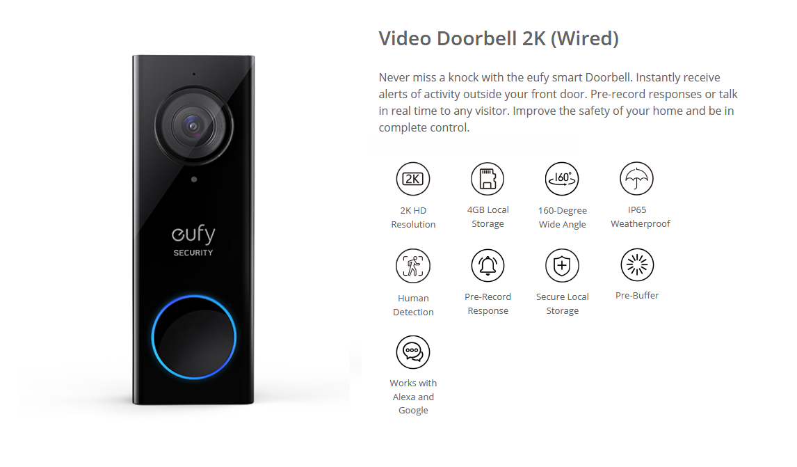 Anker Eufy Video Doorbell 2K With Home Base
