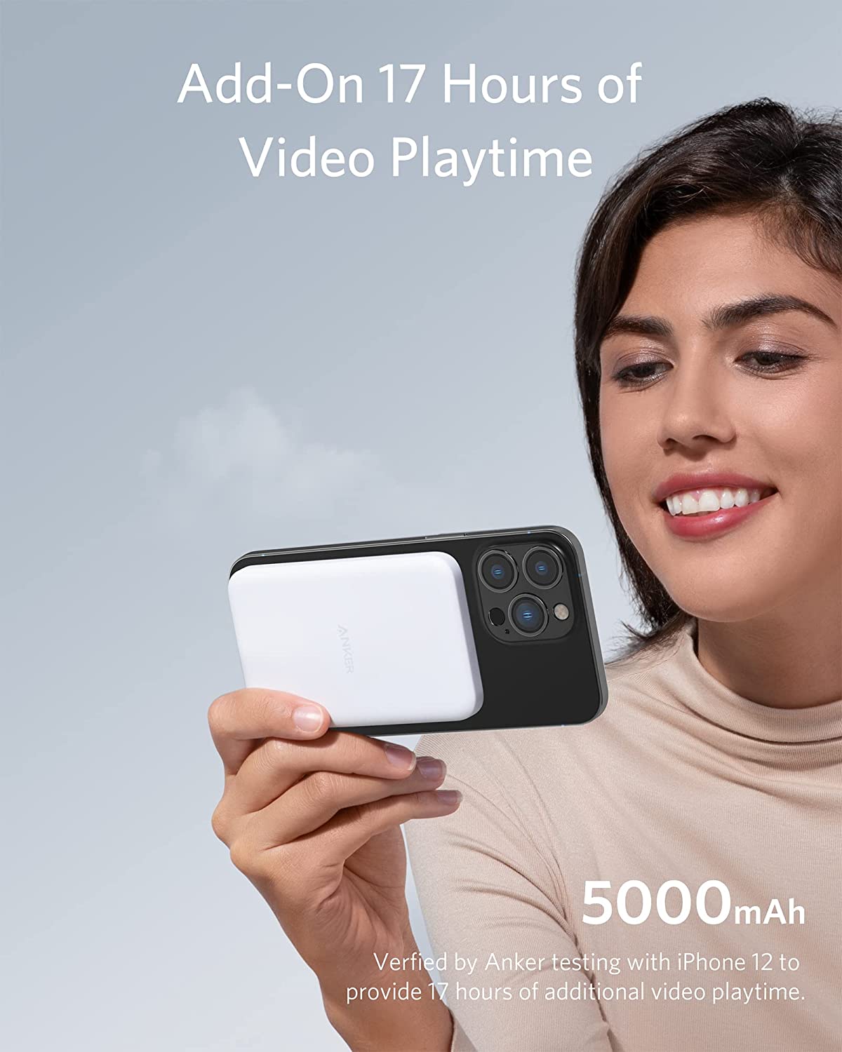 Anker PowerWave Mag-Go 2-in-1 5K Magnetic Powerbank And Wireless Stand 5000mAh White