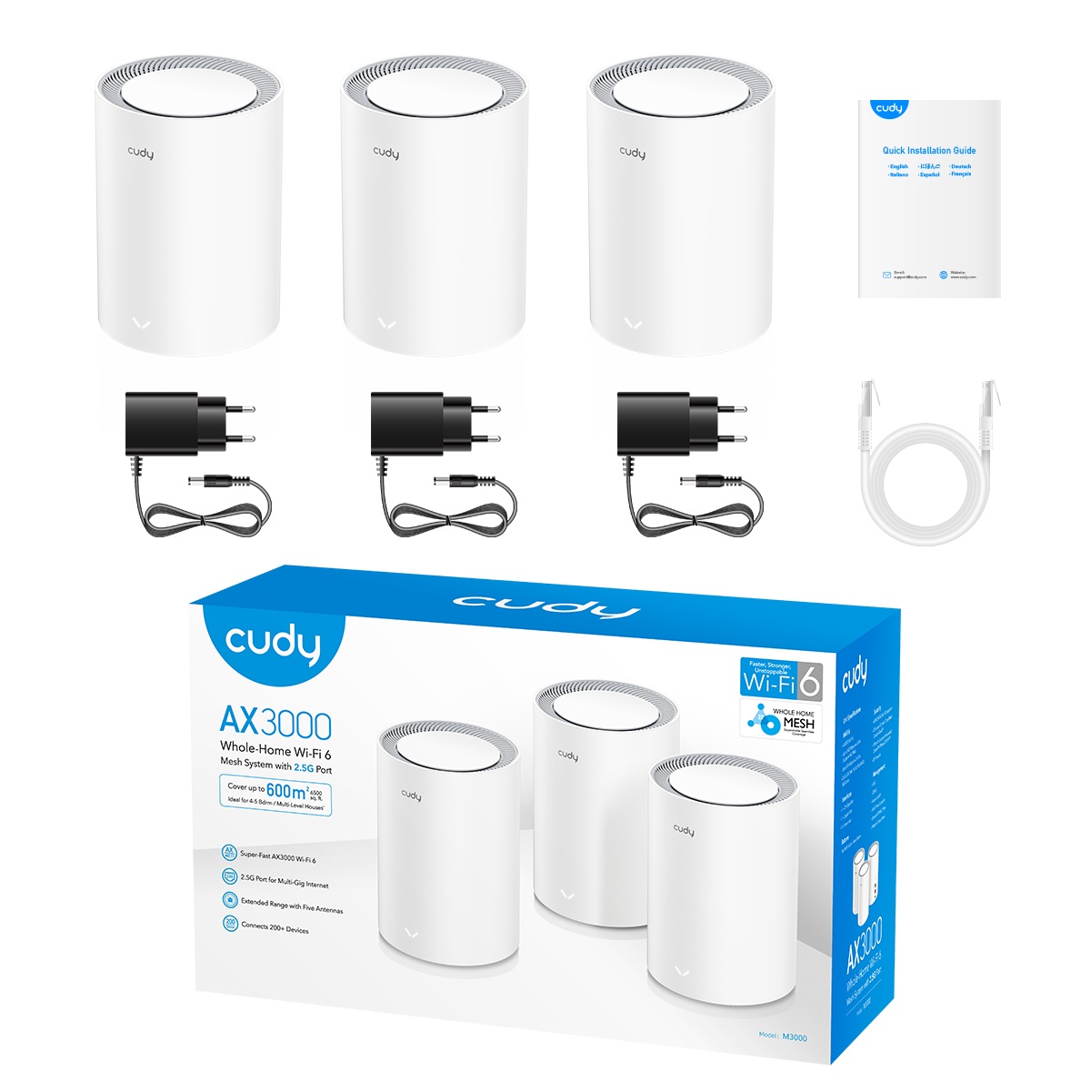 Cudy Mesh AX3000 Dual Band 2.5G Wi-Fi 6 3-Pack M3000
