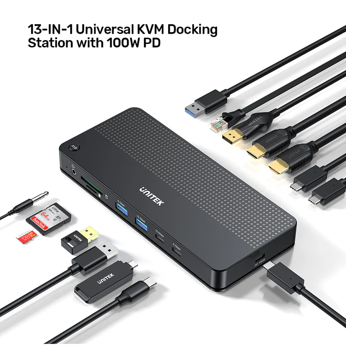 Unitek KVM Switch USB-C Dual 4K 60Hz HDMI & 100W PD (Displaylink) D1103A