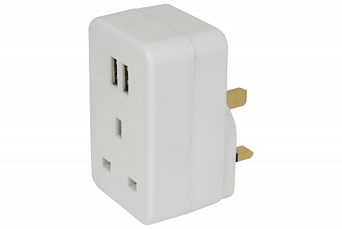 Mercury PlugThroug UK Mains Adaptr DualUSB 429.690