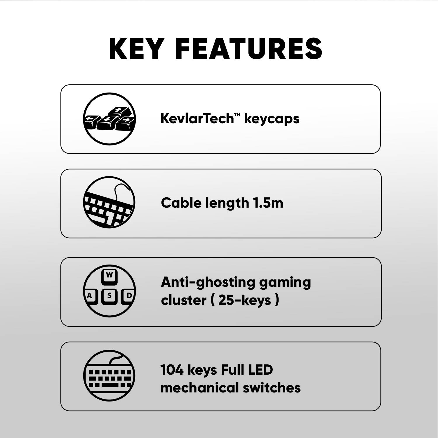 Armaggeddon MKA-7C White Mechanical Gaming Keyboard 104 Linear Red Keys