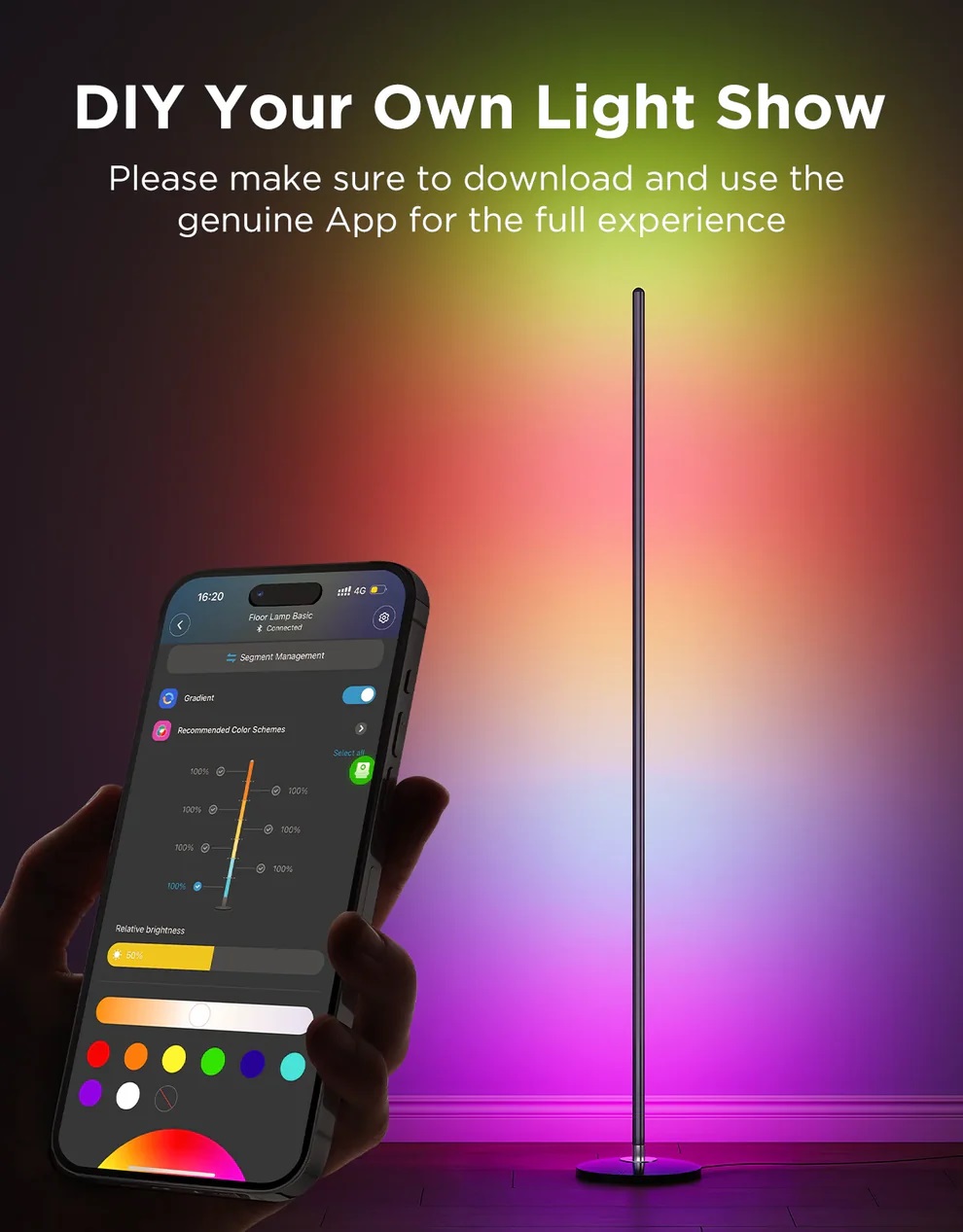 Govee Floor Lamp Lite Smart RGBICW Corner Lamp Supports Matter