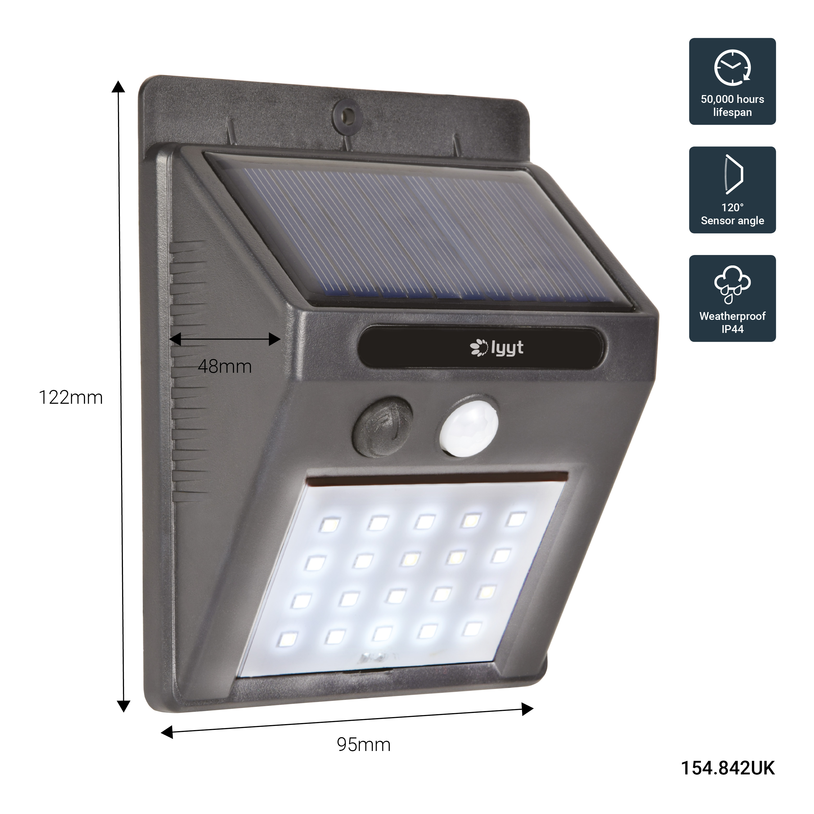 LYYT 20 LED Solar Security Light with Motion Sensor 154.842UK
