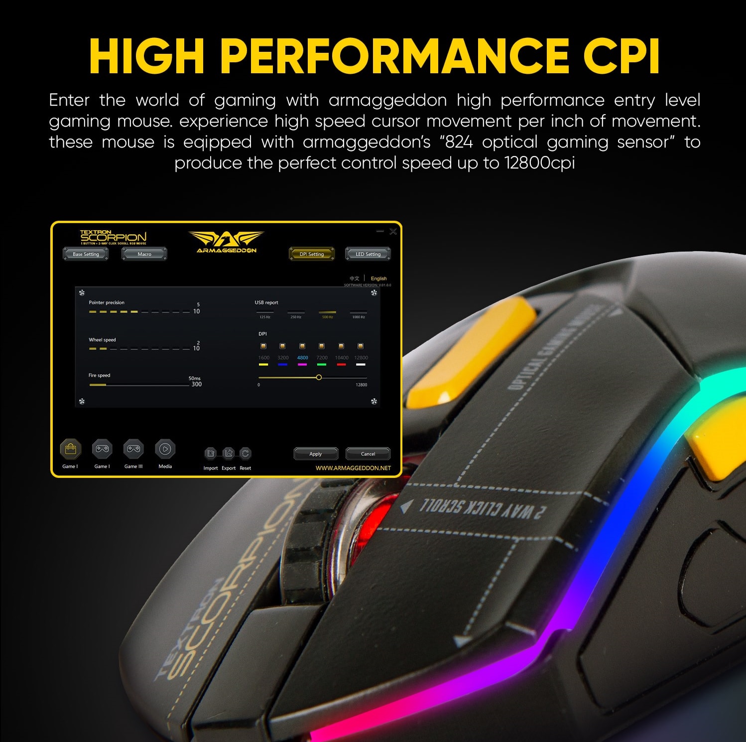 Armaggeddon Scorpion 7 Pro-Gaming Mouse with Free Mousepad
