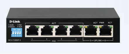 6-Port Gigabit PoE Switch with 4 Long Reach PoE Ports and 2 Uplink Ports