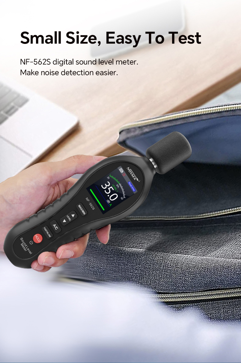 Noyafa Sound Level Meter with Dual A/C Weighting, Real-Time Alarm & Color LCD Display NF-562S