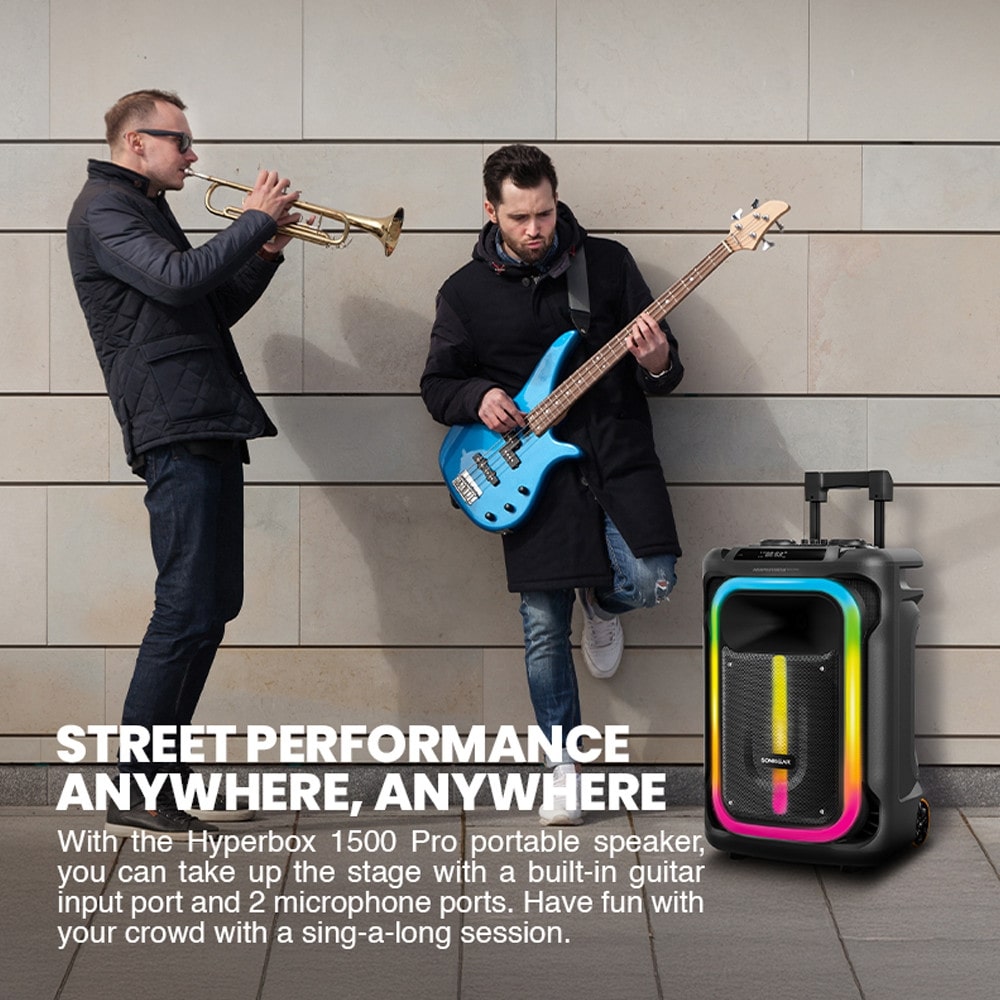 SonicGear HYPERBOX 1500 Pro 15'' Portable Karaoke Speaker 240W BT/USB 2x Wireless Mics