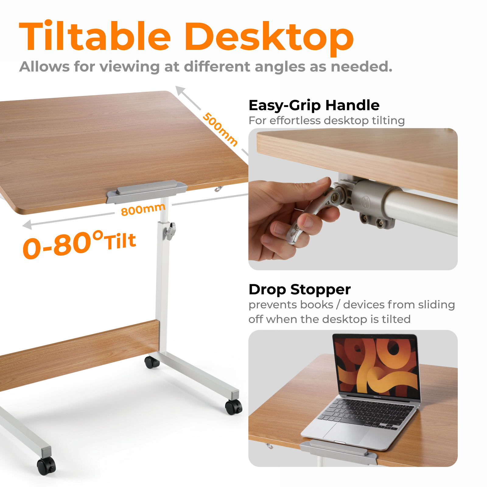 Lumivida Computer Tray Desk Mobile Height Adjustable 50x80cm FWS10-4