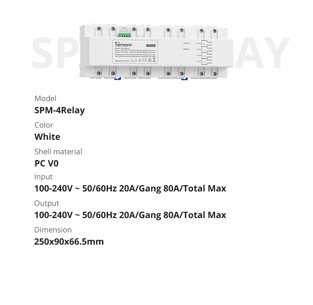 Sonoff SPM-4Relay 20A Wifi Smart Switch