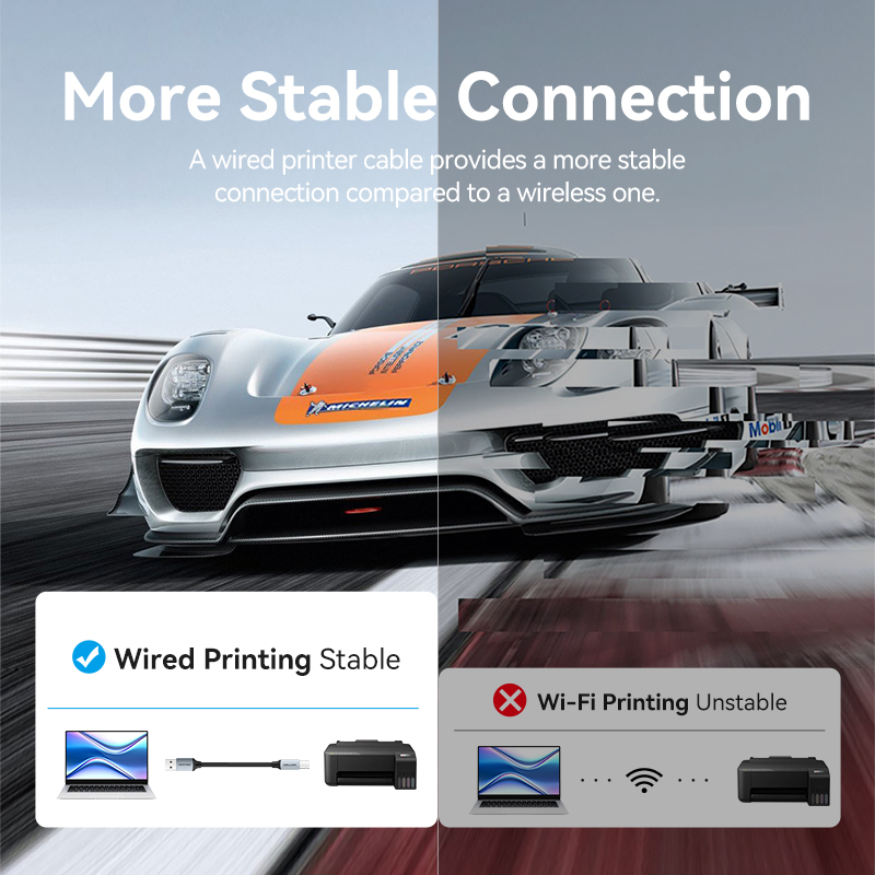 Vention IT Cable USB-A 2.0 to USB-B Printer Braided 3.0m Aluminium Grey CTTHI
