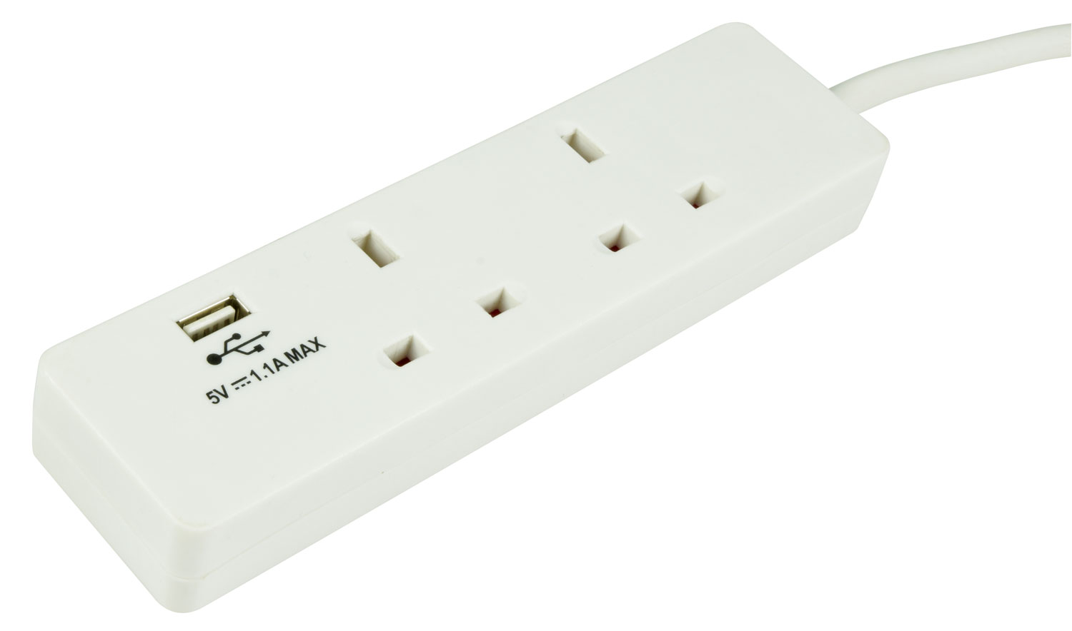 Mercury 2-Gang/Surge/2m 1xUSB Port 429.768UK