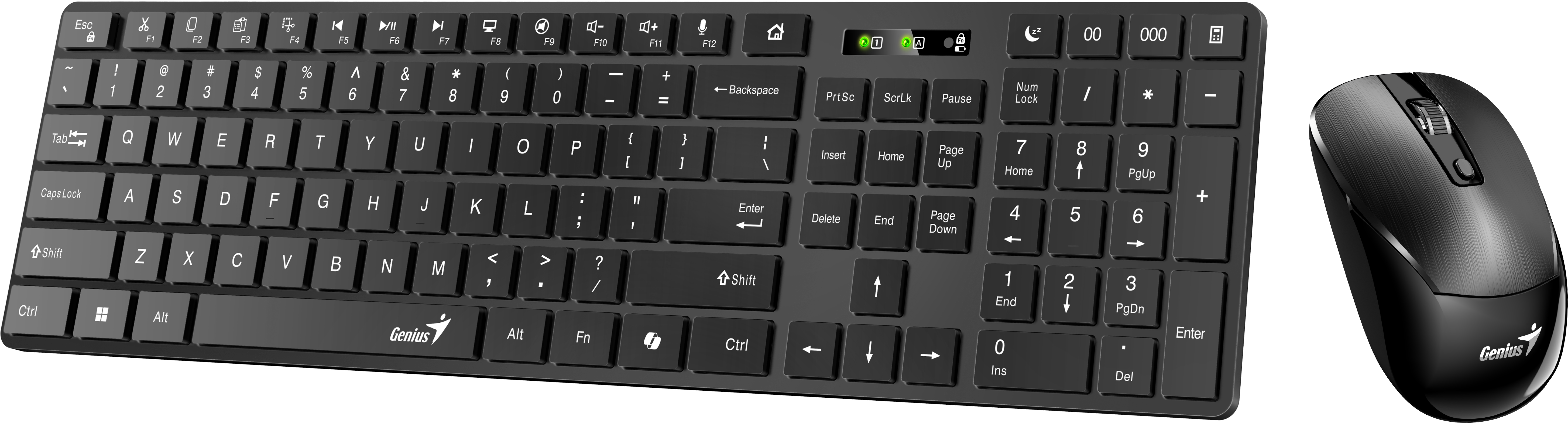 Genius Keyboard-Mouse Set Wireless+BT SlimStar 8250 Black English