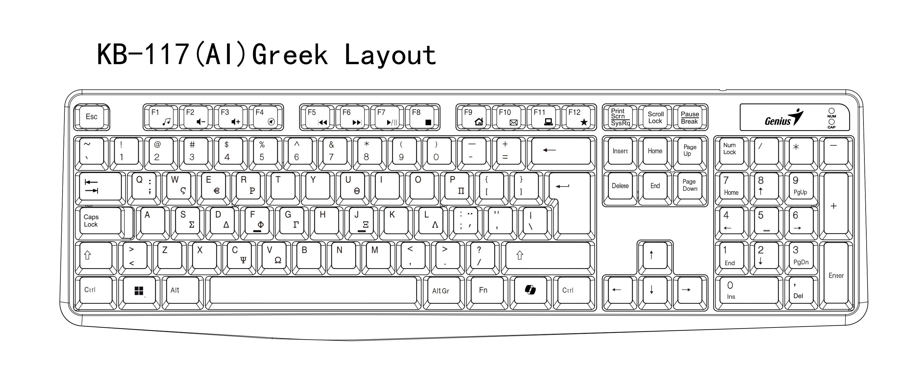 Genius KB-117 Wired Keyboard (Greek)