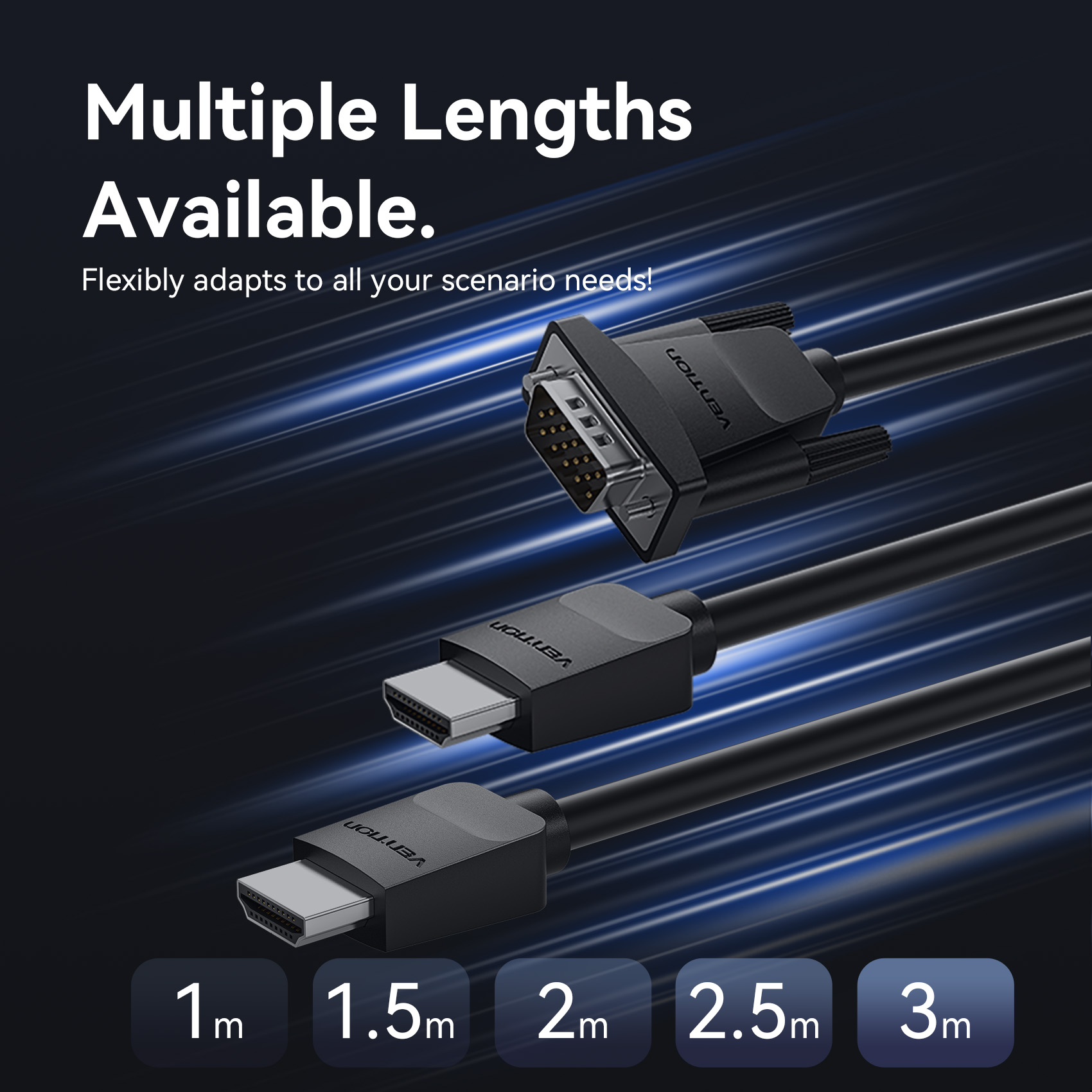 Vention HDMI-A Male to VGA Male Cable 3.0m Black ABMBI