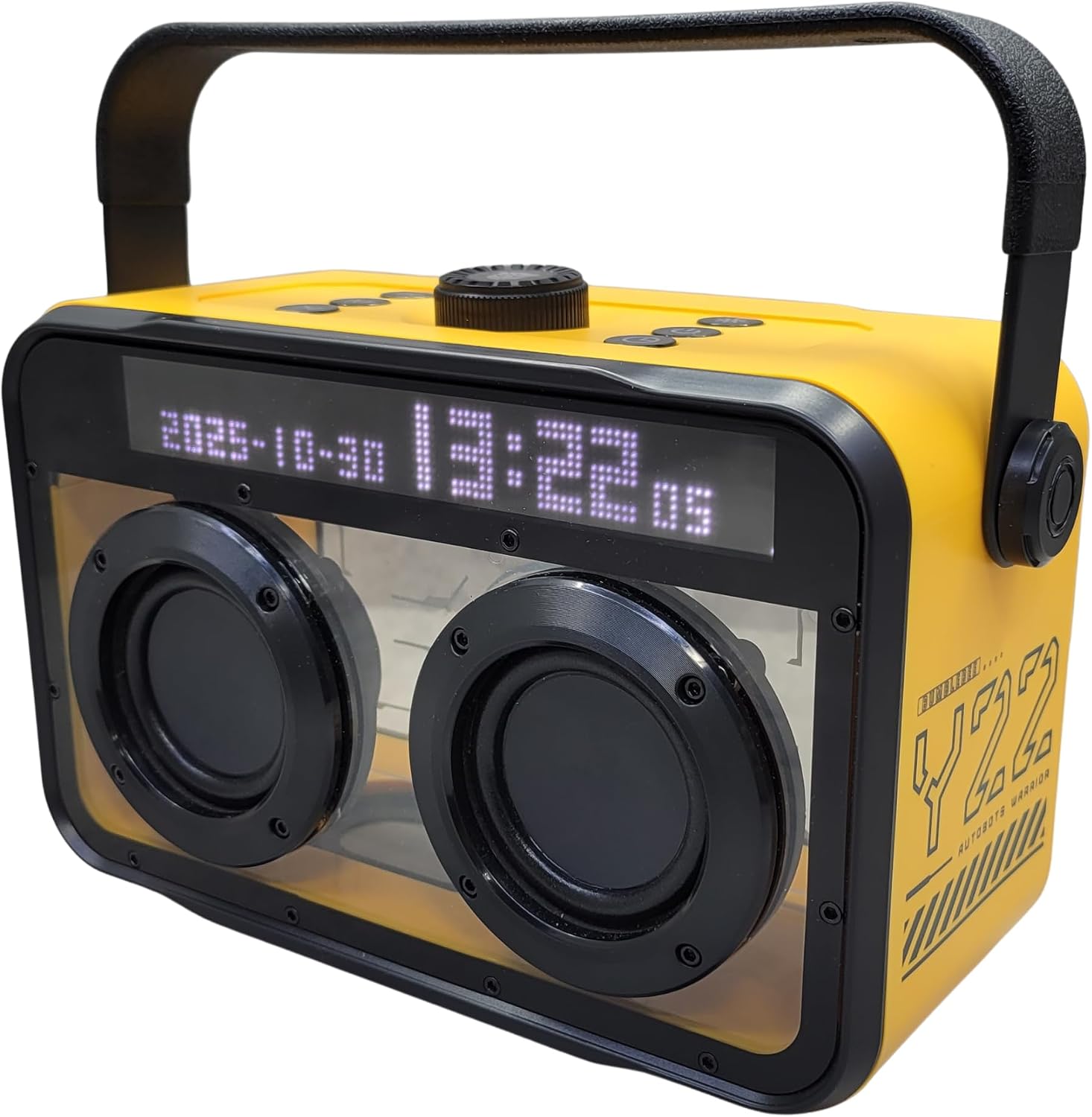 Transformers Portable BT Speaker 15W, Party Speaker with 2 Wireless Microphones, Bluetooth 5.4, LED Display, Voice Changer, USB/TF, Y22 Yellow