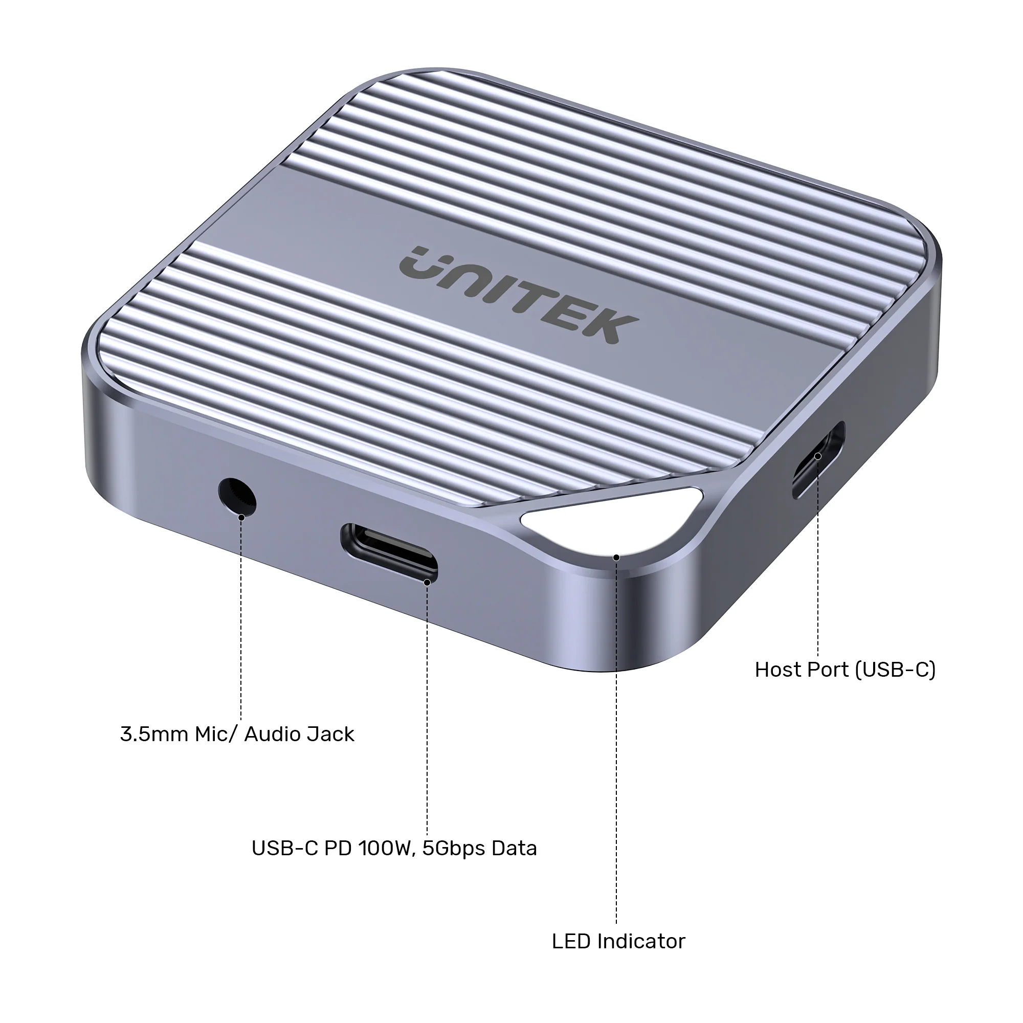 Unitek Card Reader Magnetic PD100W + 4K60Hz + Audio/Microphone S1244C