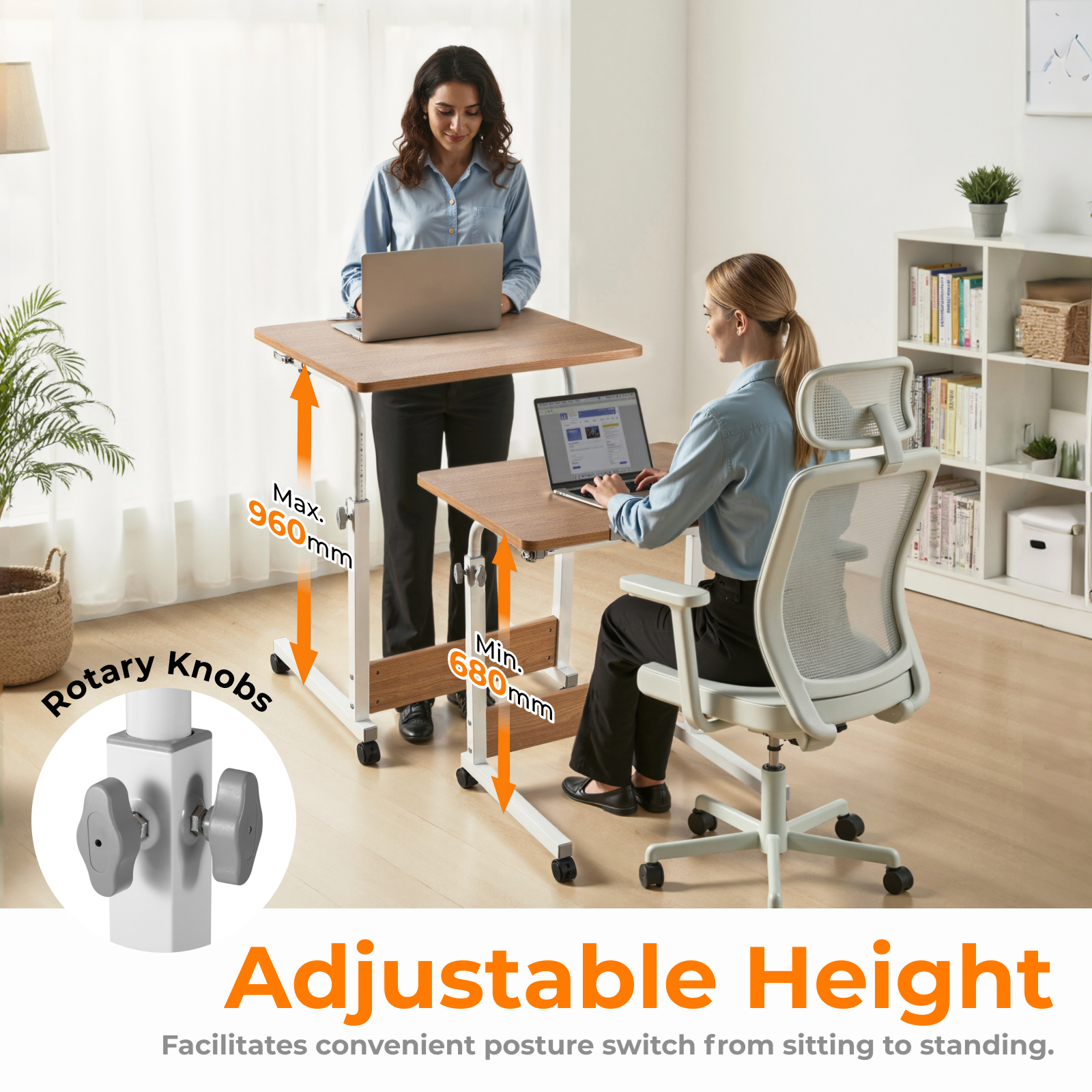 Lumivida Computer Tray Desk Mobile Height Adjustable 50x60cm FWS10-3