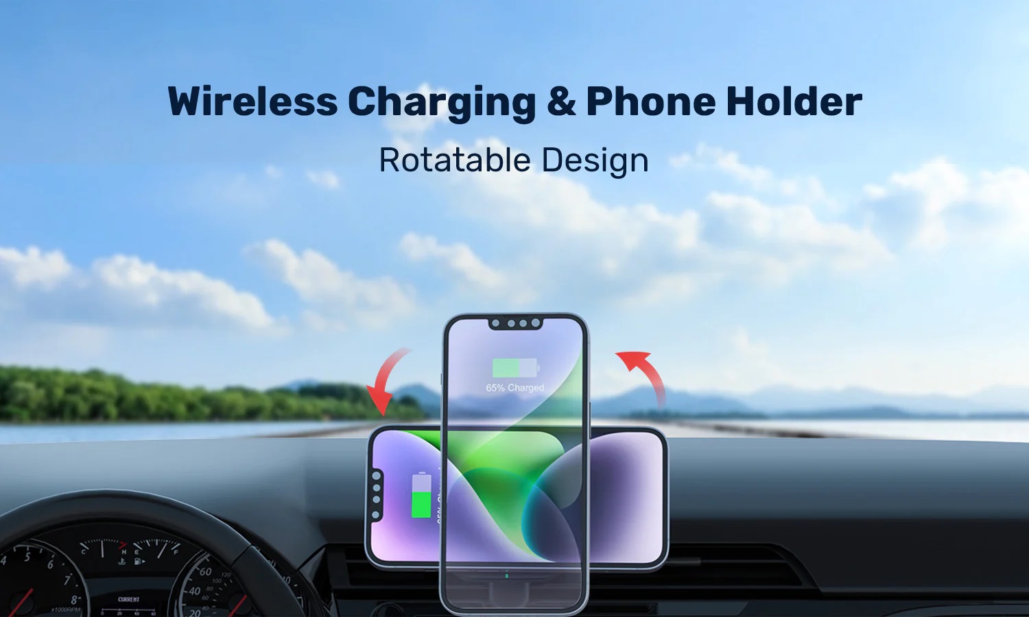 Unitek Wireless 15W MagSafe Car Mount Kit with Cooling Fan + 38W Charger & USB-Cable P1403A