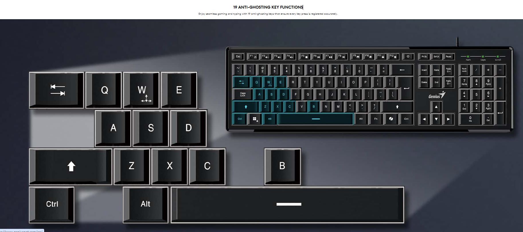 Genius SlimStar 820 Wired Illuminated AI Keyboard English