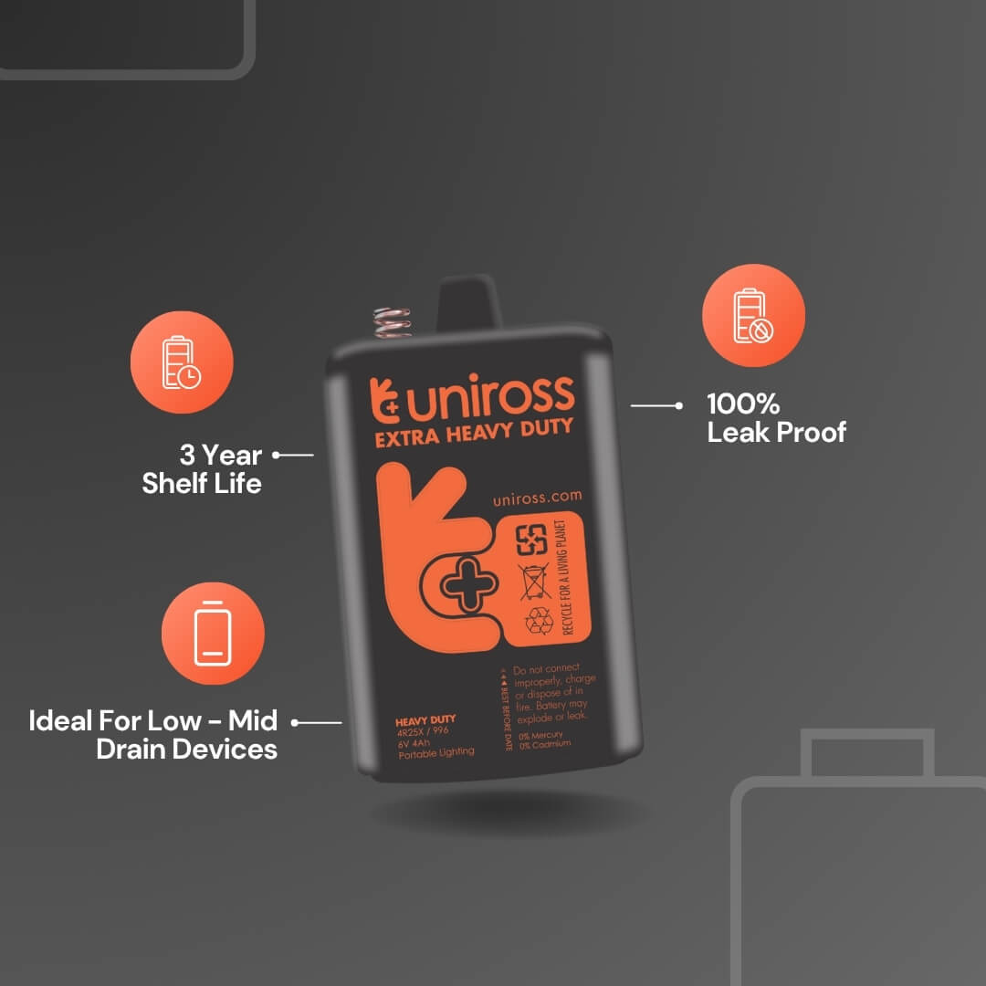 Uniross 4R25 6V Zinc Carbon Battery (1pc)