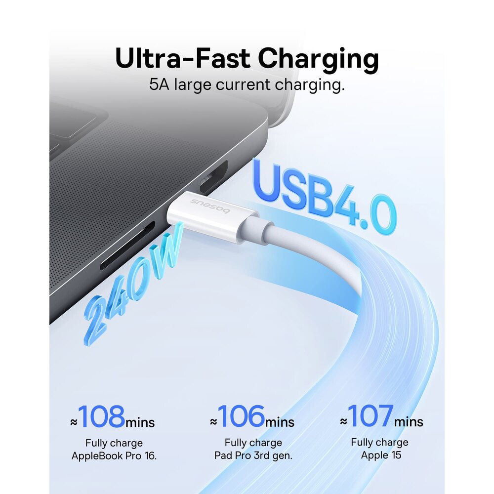 Baseus Cable USB-C to USB-C  Superior Series 2 USB4  240W 1m White