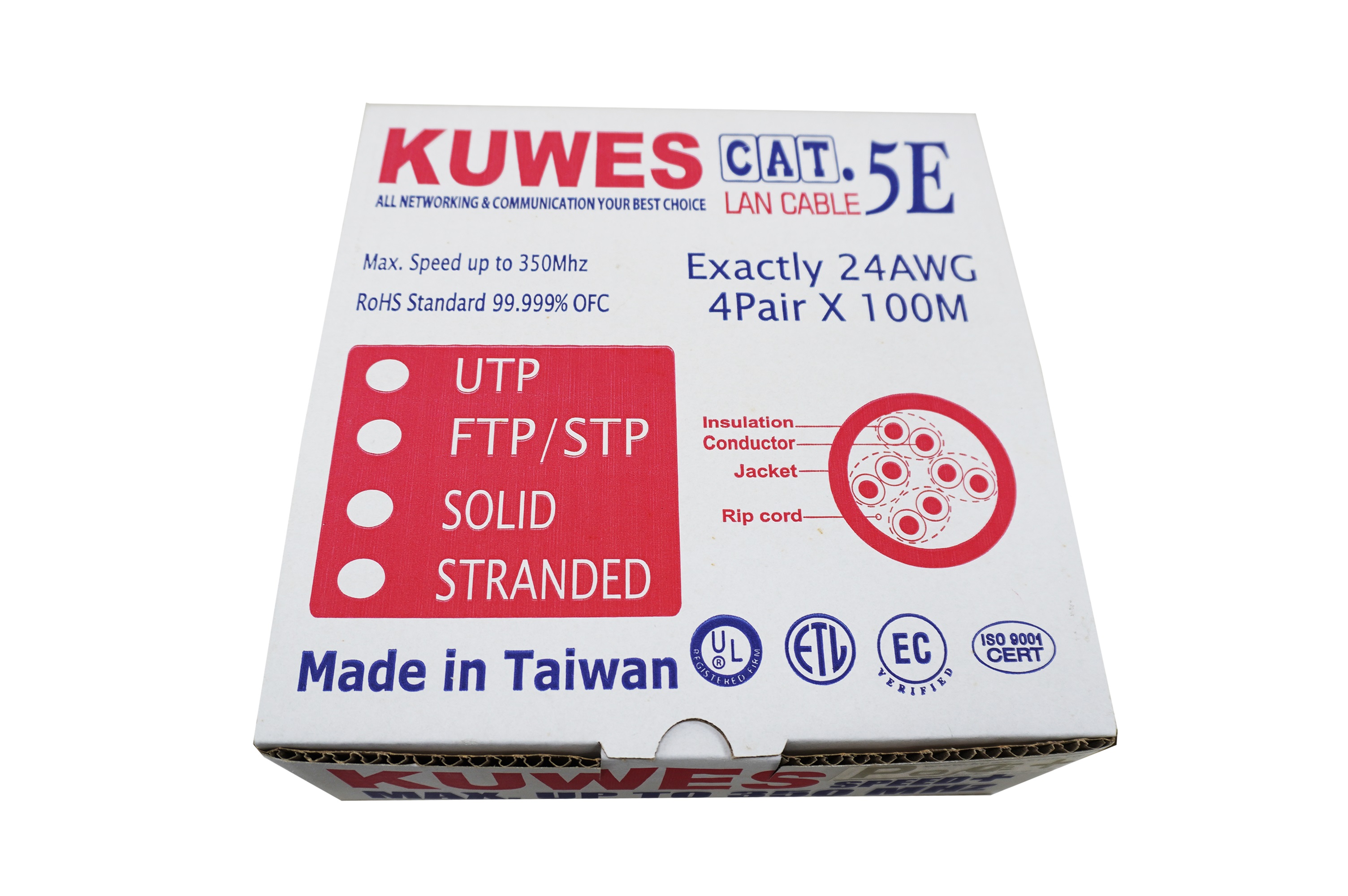Kuwes CAT5E UTP Pure Copper Outdoor 100m Black