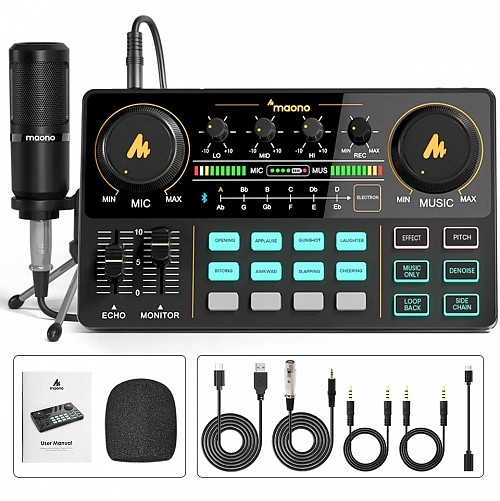 Maono Streaming Audio Mixer Console with Mic Bundle AM200S1