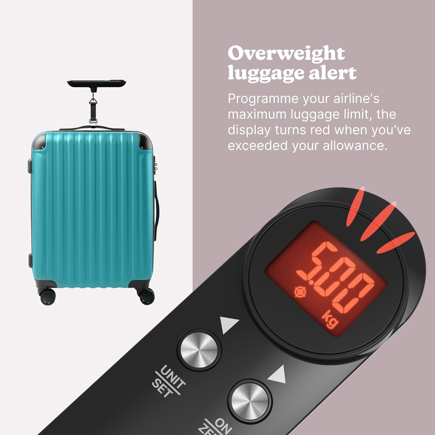 HoMedics Travel Luggage Scale Digital Display up to 50Kg SCL-L100-BKR