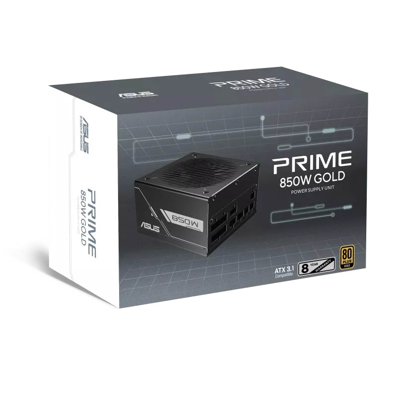 ASUS Power Supply PRIME 80 PLUS Gold Fully Modular ATX 3.1 PCIe 5.1 Prime 850W Gold Black