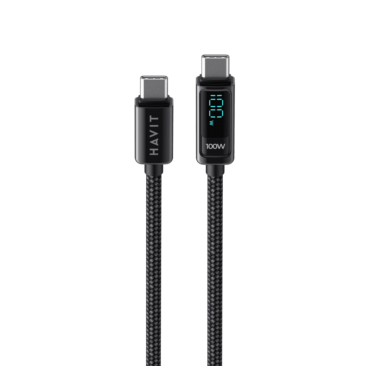 Havit USB-C to USB-C Cable 100W with LED Screen 2M - Black