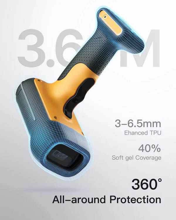 Inatech Barcode Scanner 1D/2D Wireless 2.4GHz/Bluetooth USB-A 2600mAh Smart Charging Base AI Industrial BCST-75S Black