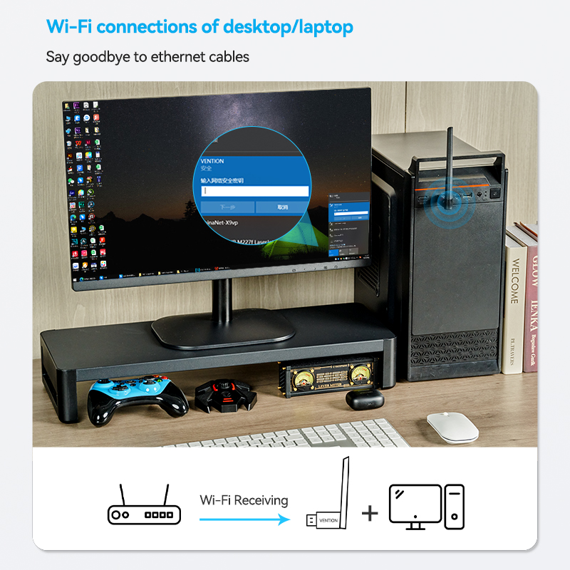 Vention NETWORK USB WiFi Antenna AC650 Dual Band High Gain KDTB0