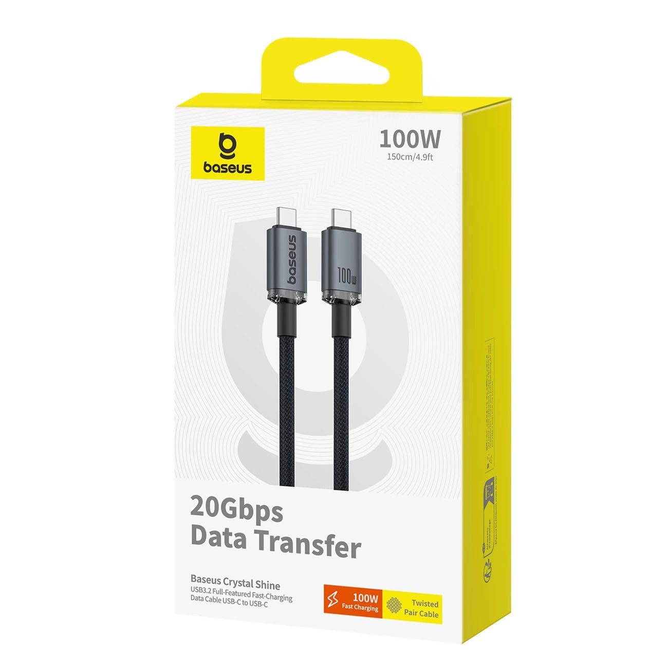 Baseus Crystal Shine USB 3.2 Full-Featured Fast-Charging Data Cable USB-C to USB-C 100W 1.5m 20Gb Cluster Black