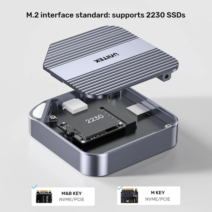 Unitek USB-C NVME/PCIe M2 2230 Magnetic SSD Enclosure 10Gbps PD100W S1244A