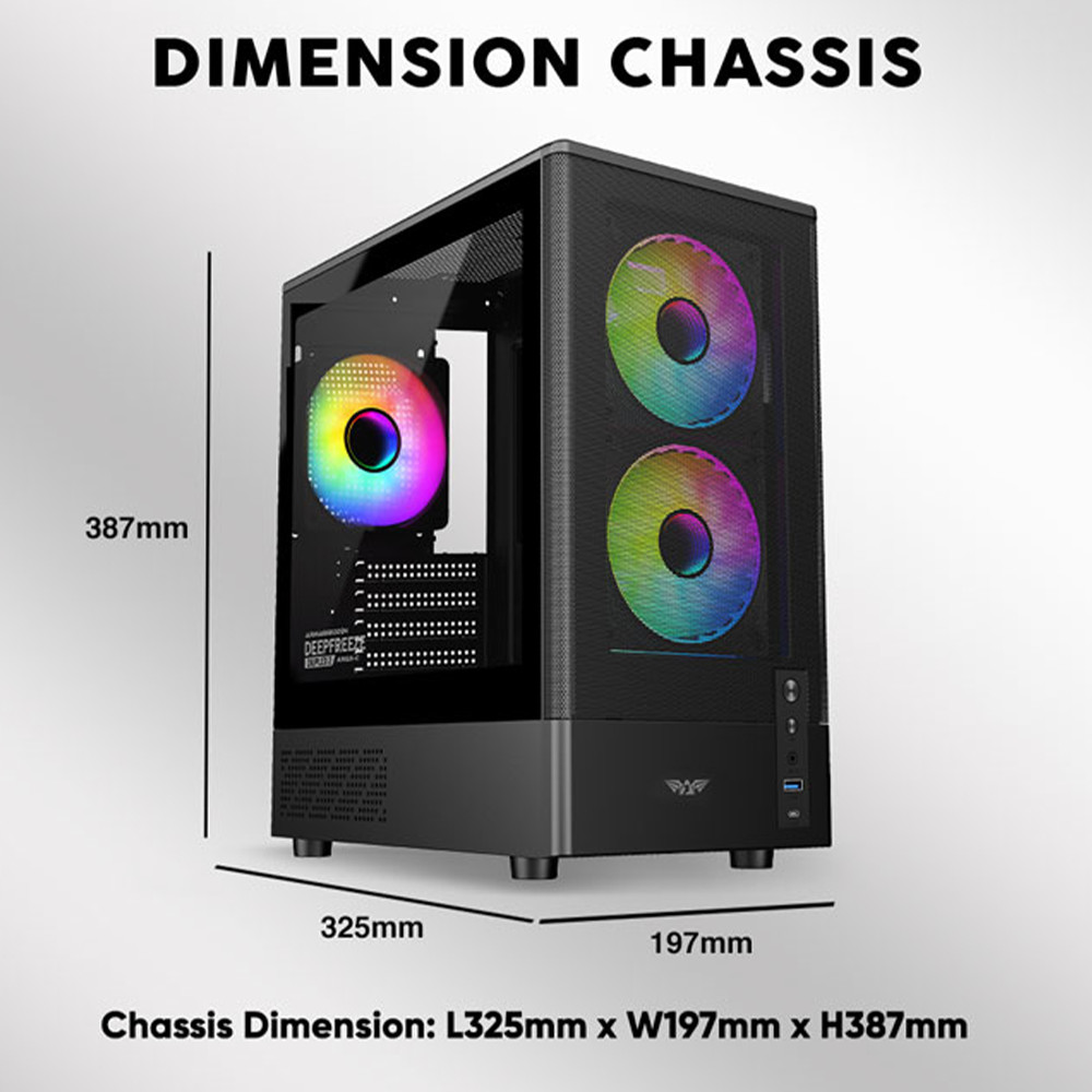 Armaggeddon Gaming Case M-ATX DEEPFREEZE DUPLEX 2 Black 3x ARGB Fans