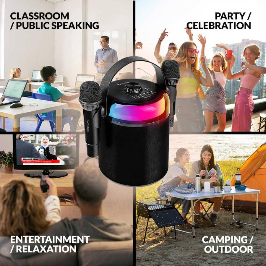 SonicGear Portable Karaoke Kids Speaker BT/Wireless Dual Mics iOX K800 Black