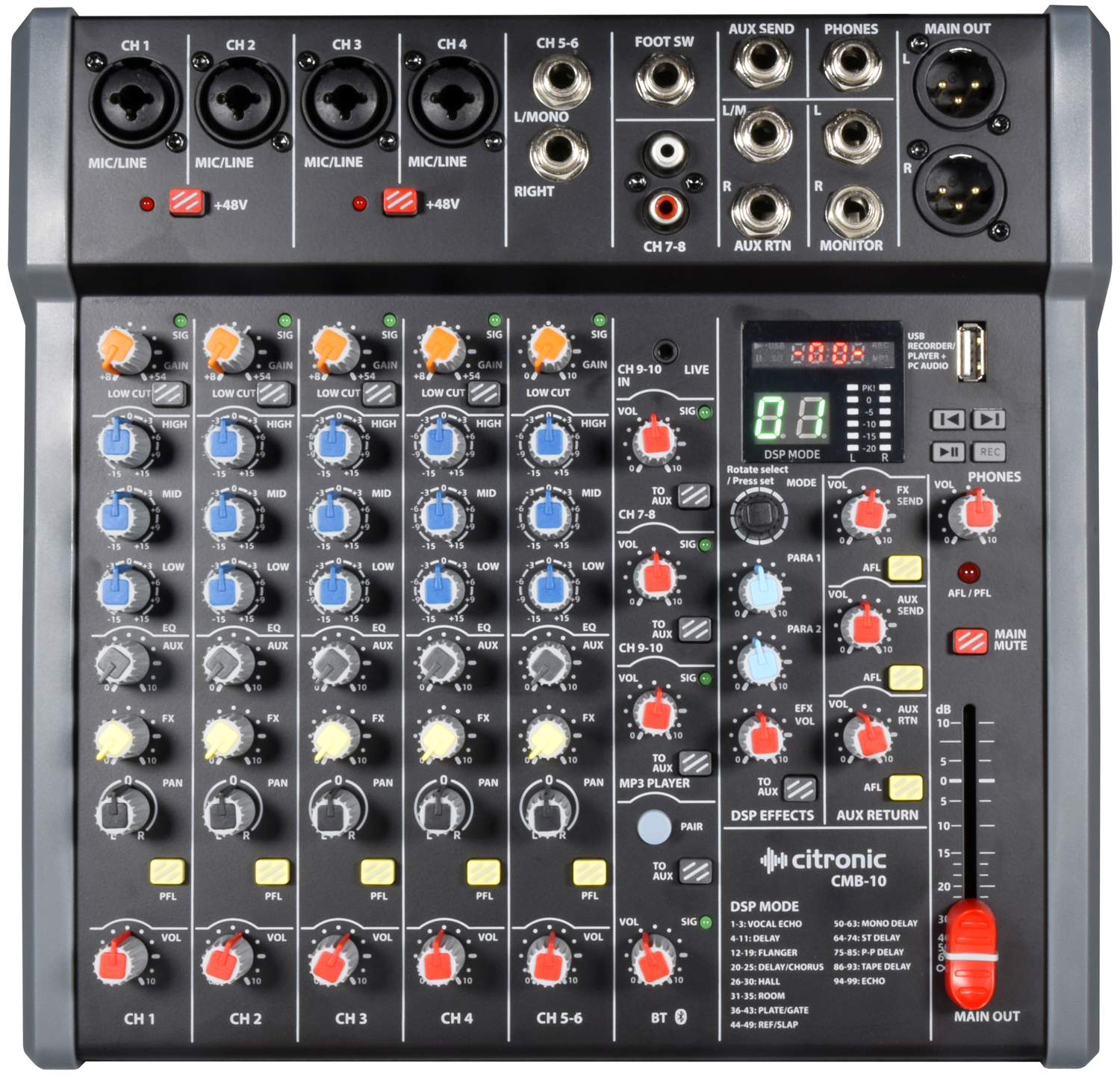 Citronic CMB-10 10ch Mixer with DSP/USB/PC/BT 170.890UK