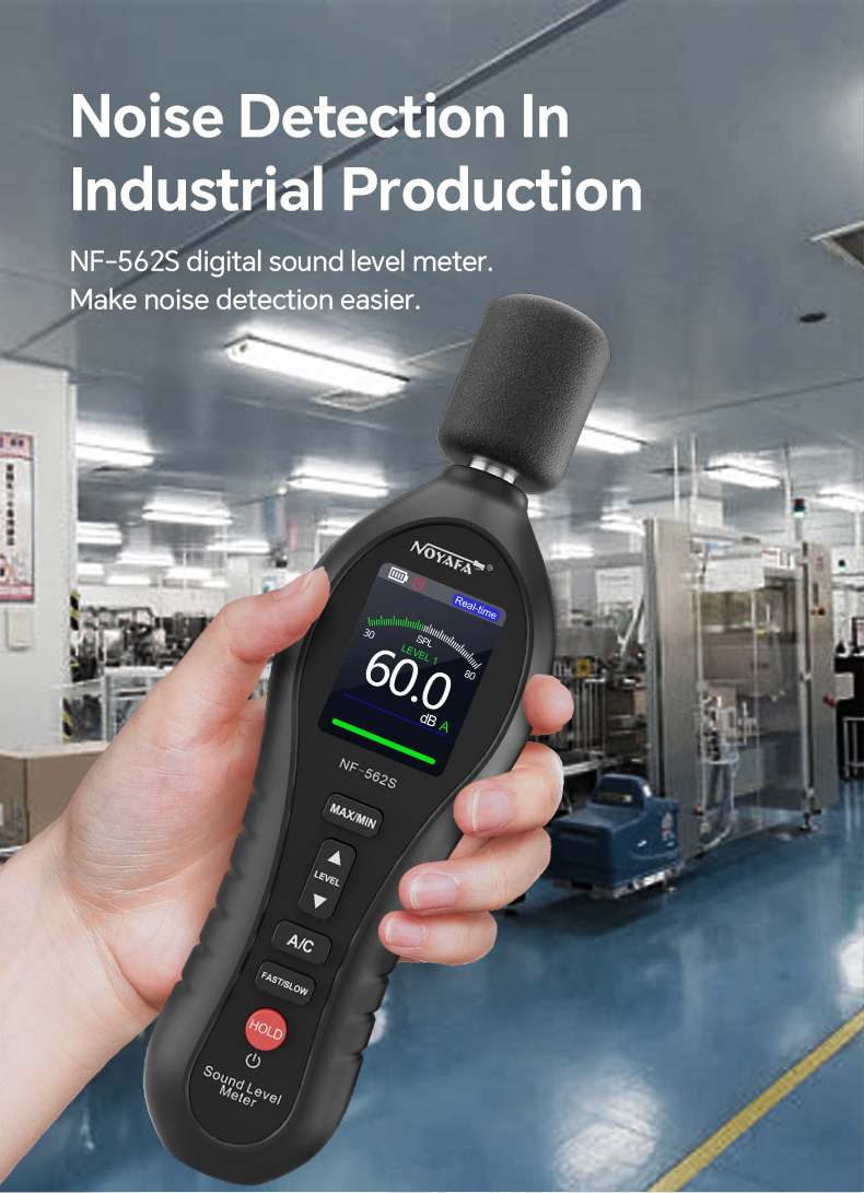 Noyafa Sound Level Meter with Dual A/C Weighting, Real-Time Alarm & Color LCD Display NF-562S