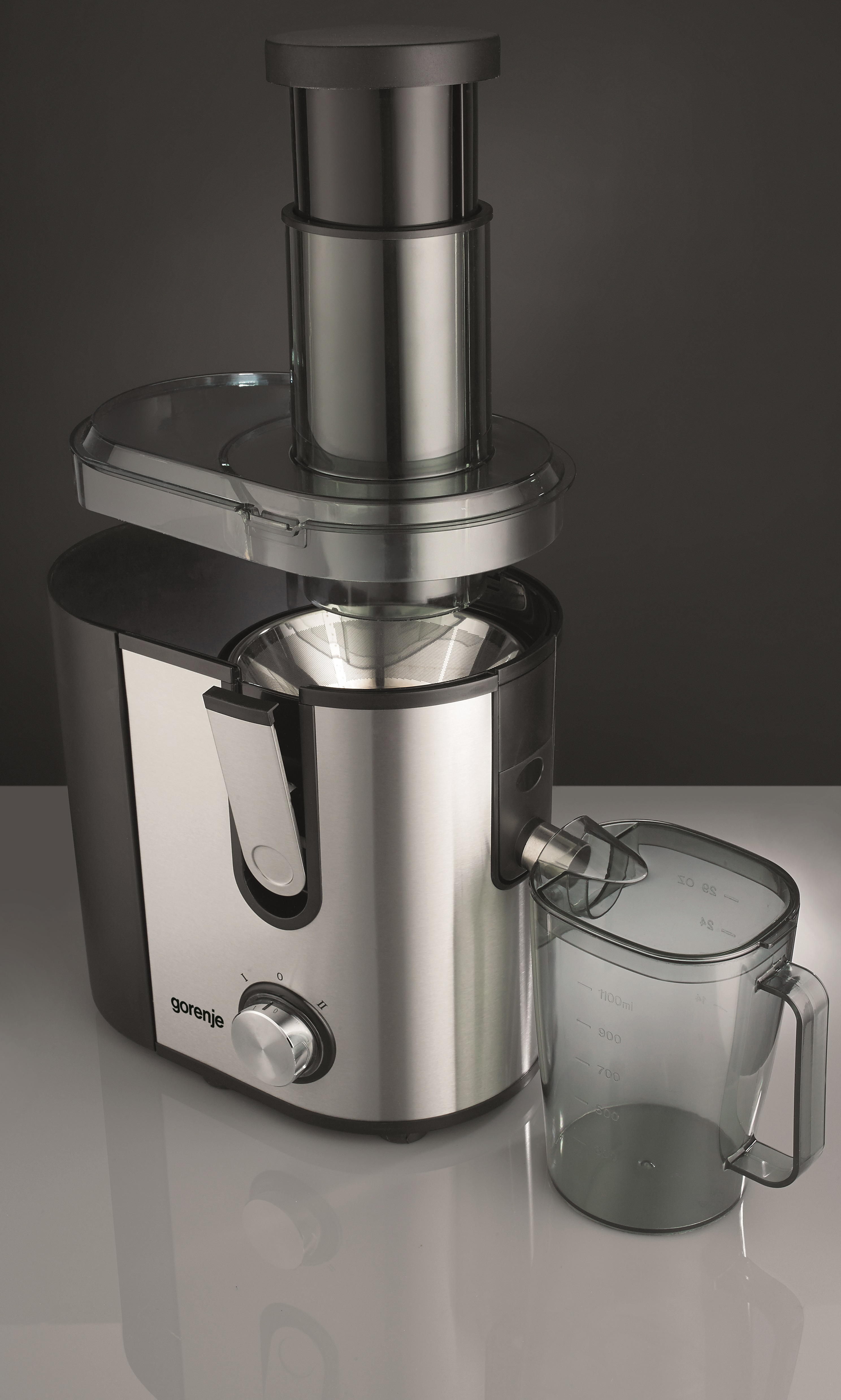 Gorenje Kitchen Juicer 900W 1.5L Pulp Container XXL Tube JC900E Inox/Black