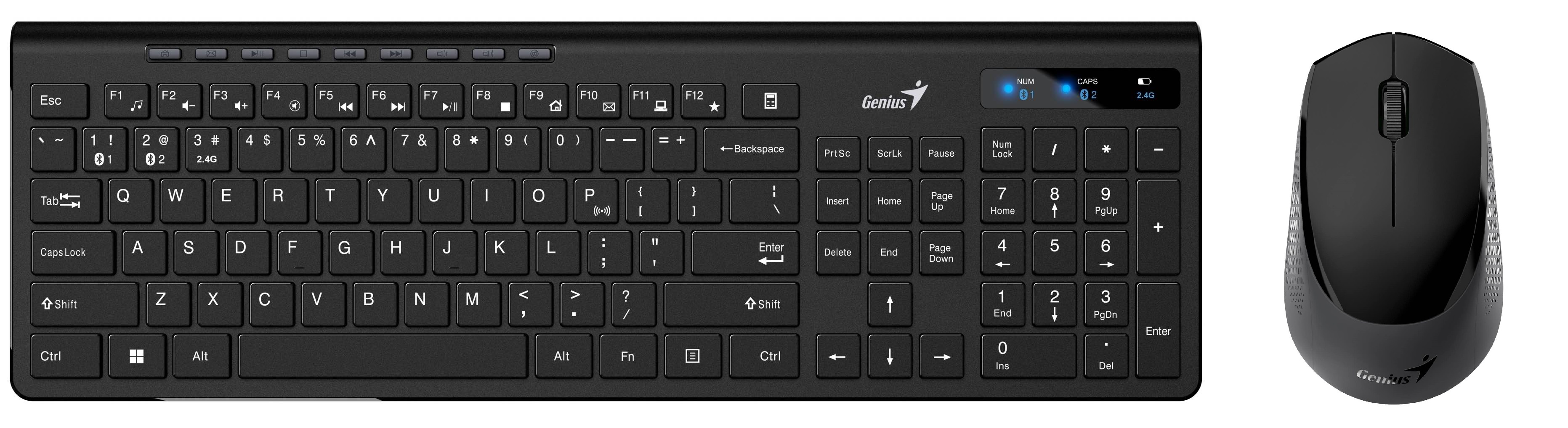 Genius Keyboard-Mouse Set Wireless+BT SlimStar 8230 English