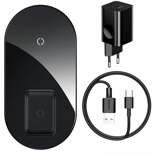 Baseus Simple 2in1 QI Wireless Charger Turbo Edition 24W Black