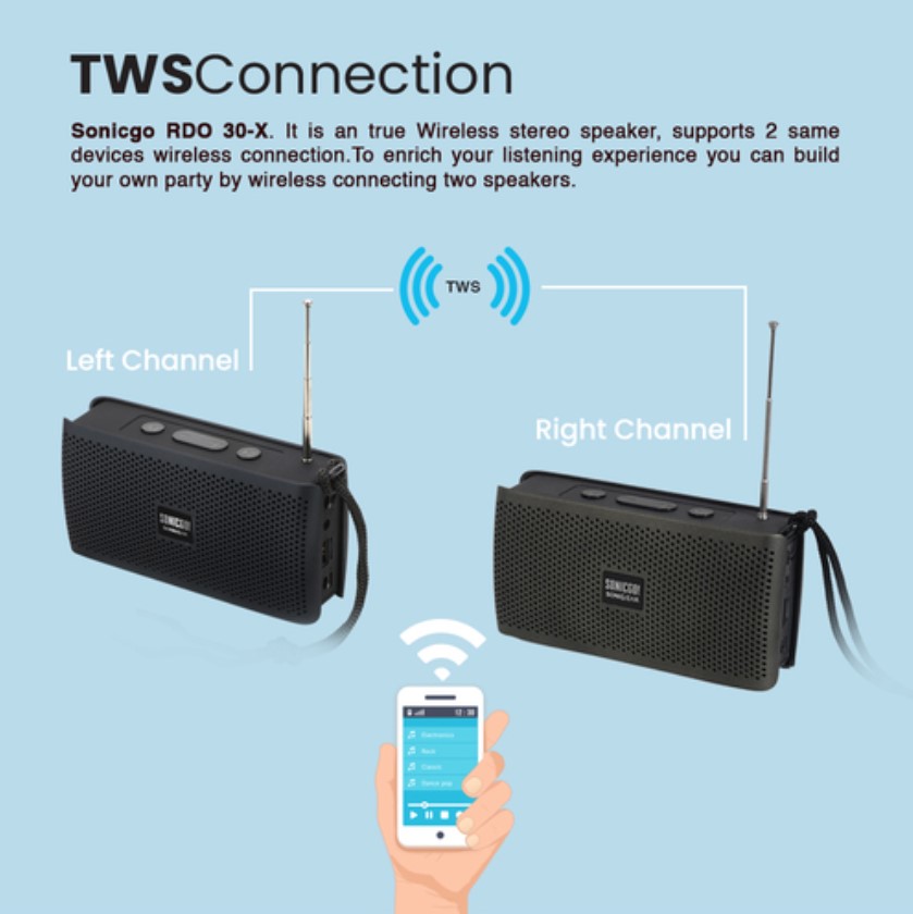 SonicGear SONICGO! RDO30-X Portable BT/FM/USB Speaker Black