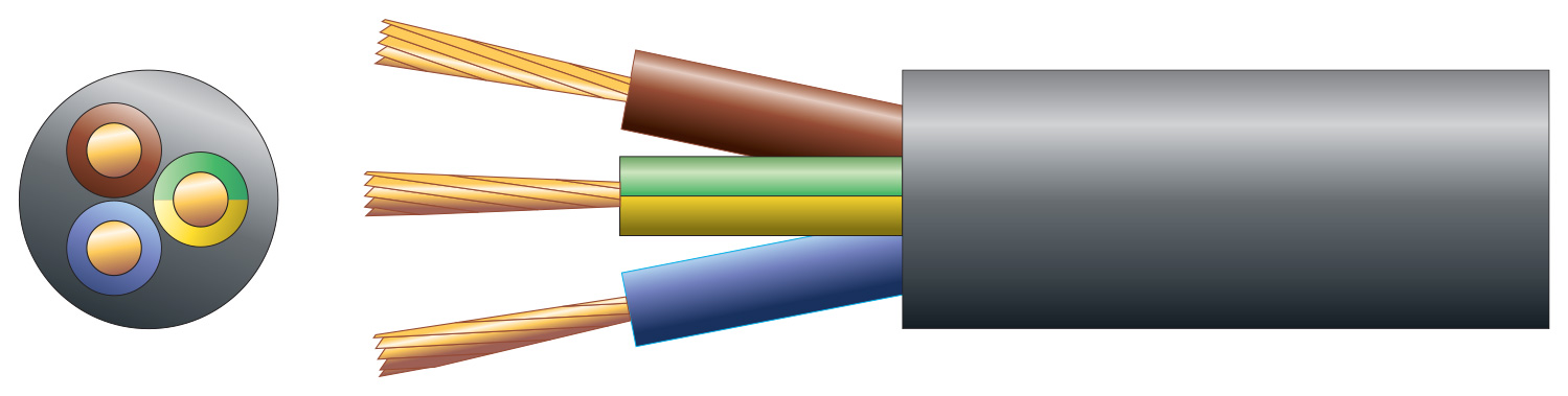 Mercury Mains Power Cable 3-Core 15A 1.5mm 100m Black 804.350UK