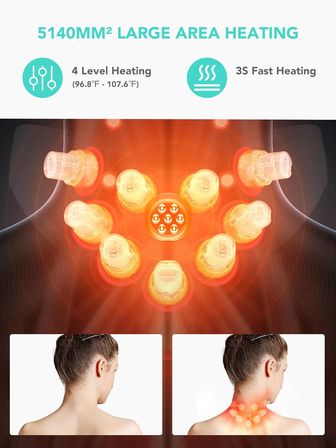 SKG Neck Massager Pulse-Heat-APP-Multiple Heads G7 Pro-Fold
