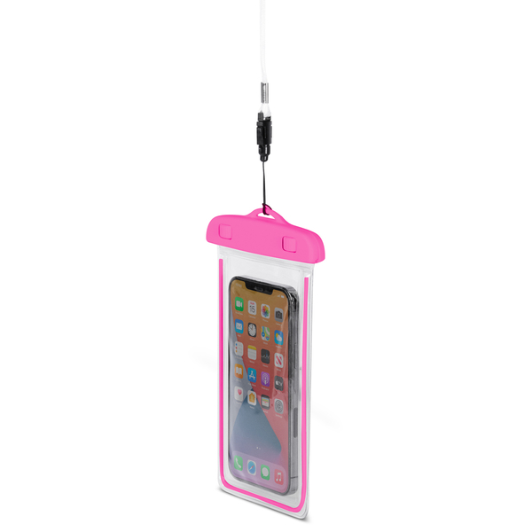 PVC waterproof phone case with lanyard - pink