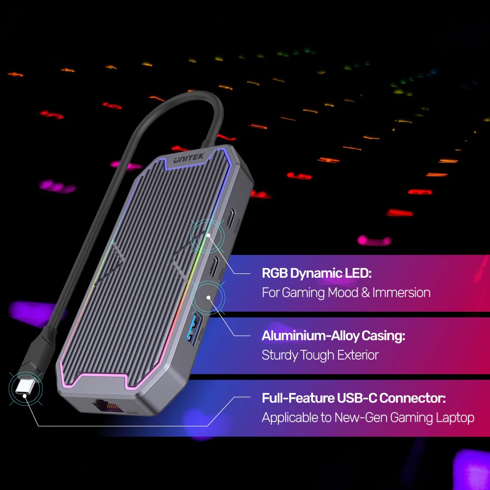 Unitek USB-C Hub USB3.2 RGB HDMI/Gb/Audio/PD100W D1029A